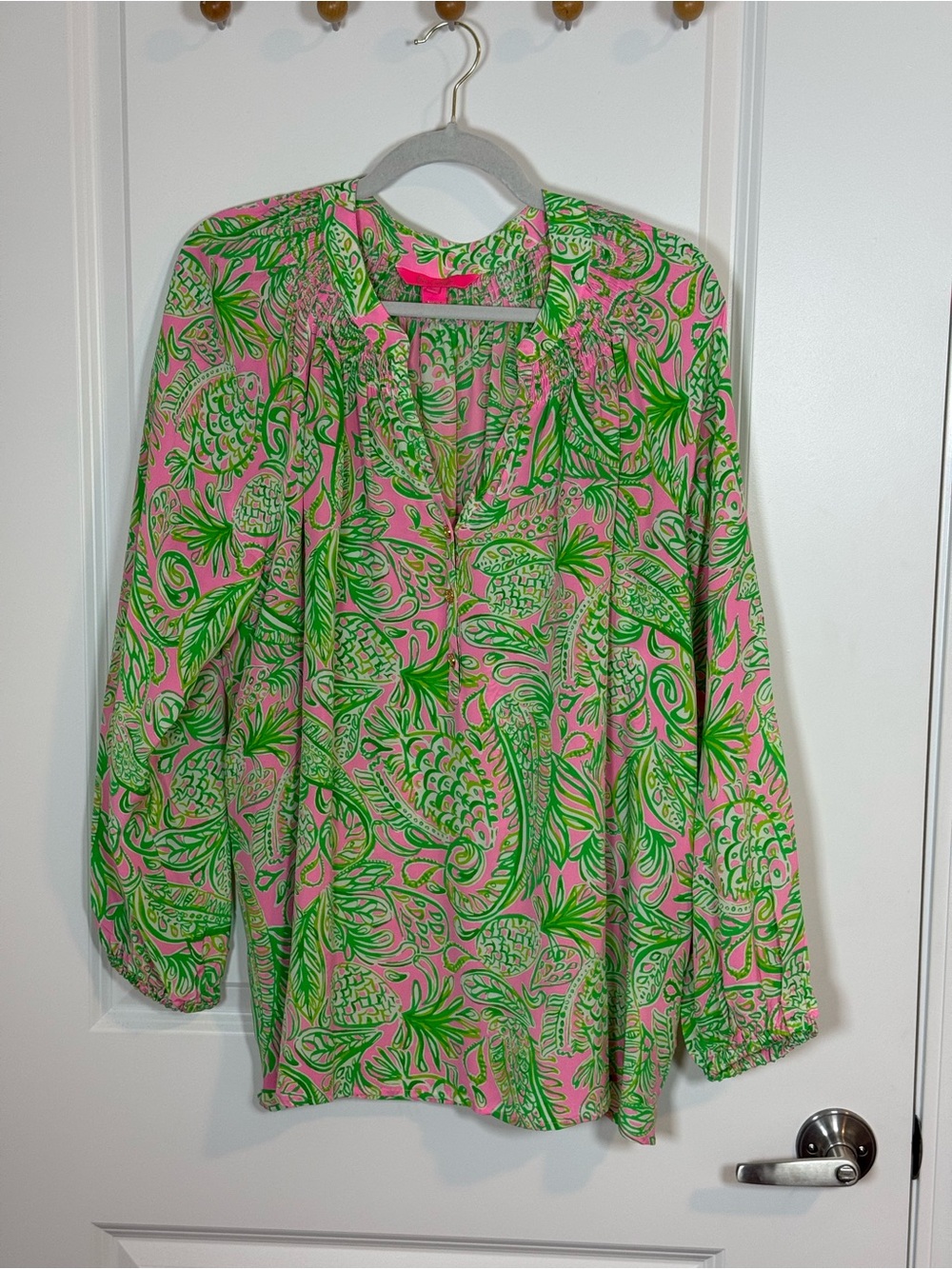 Lilly Pulitzer Pink and Green Printed tunic blouse